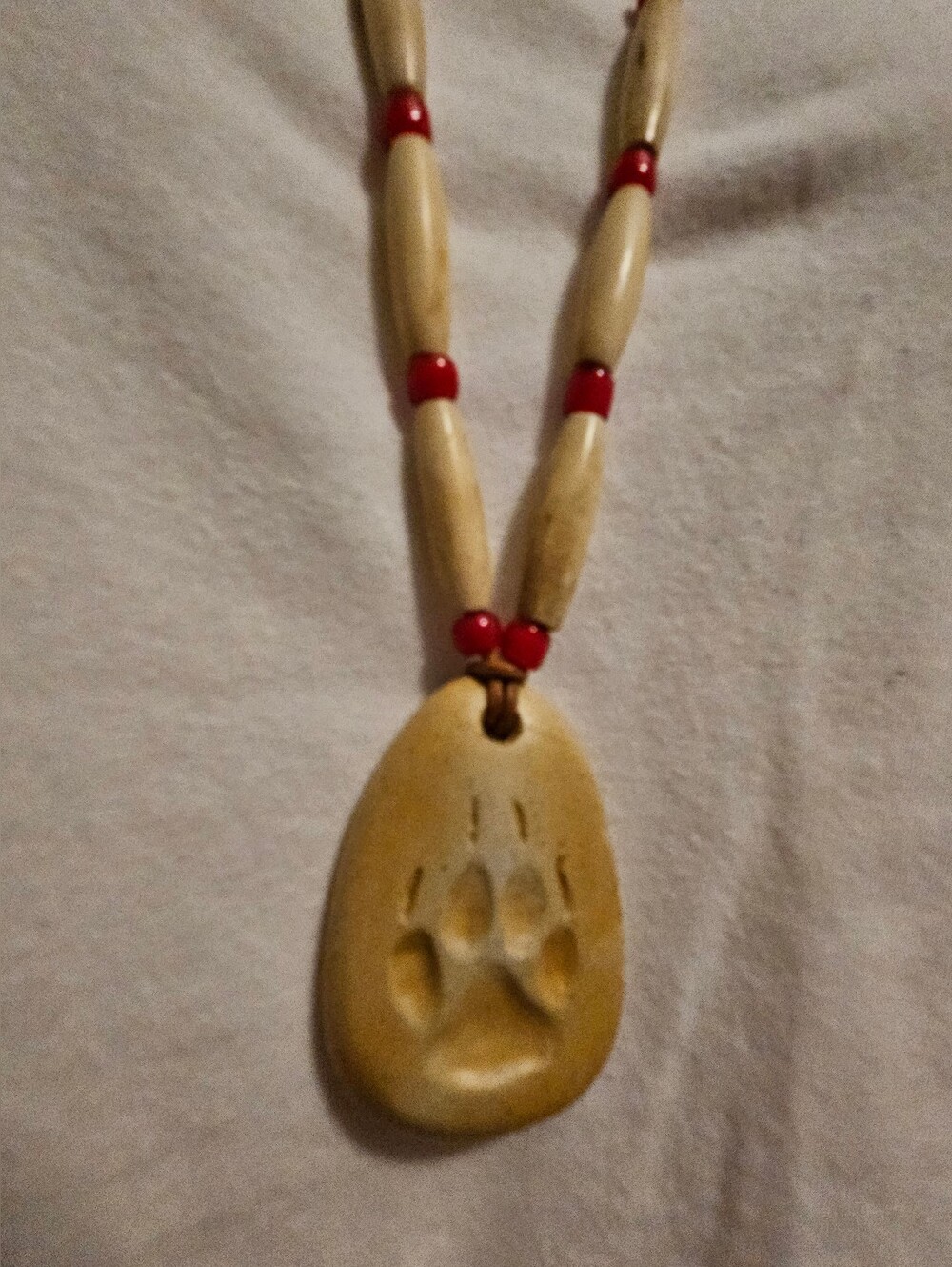 Stone/Rock Animal Print Necklace * Adjustable * Beaded * Native * 12"-17" long